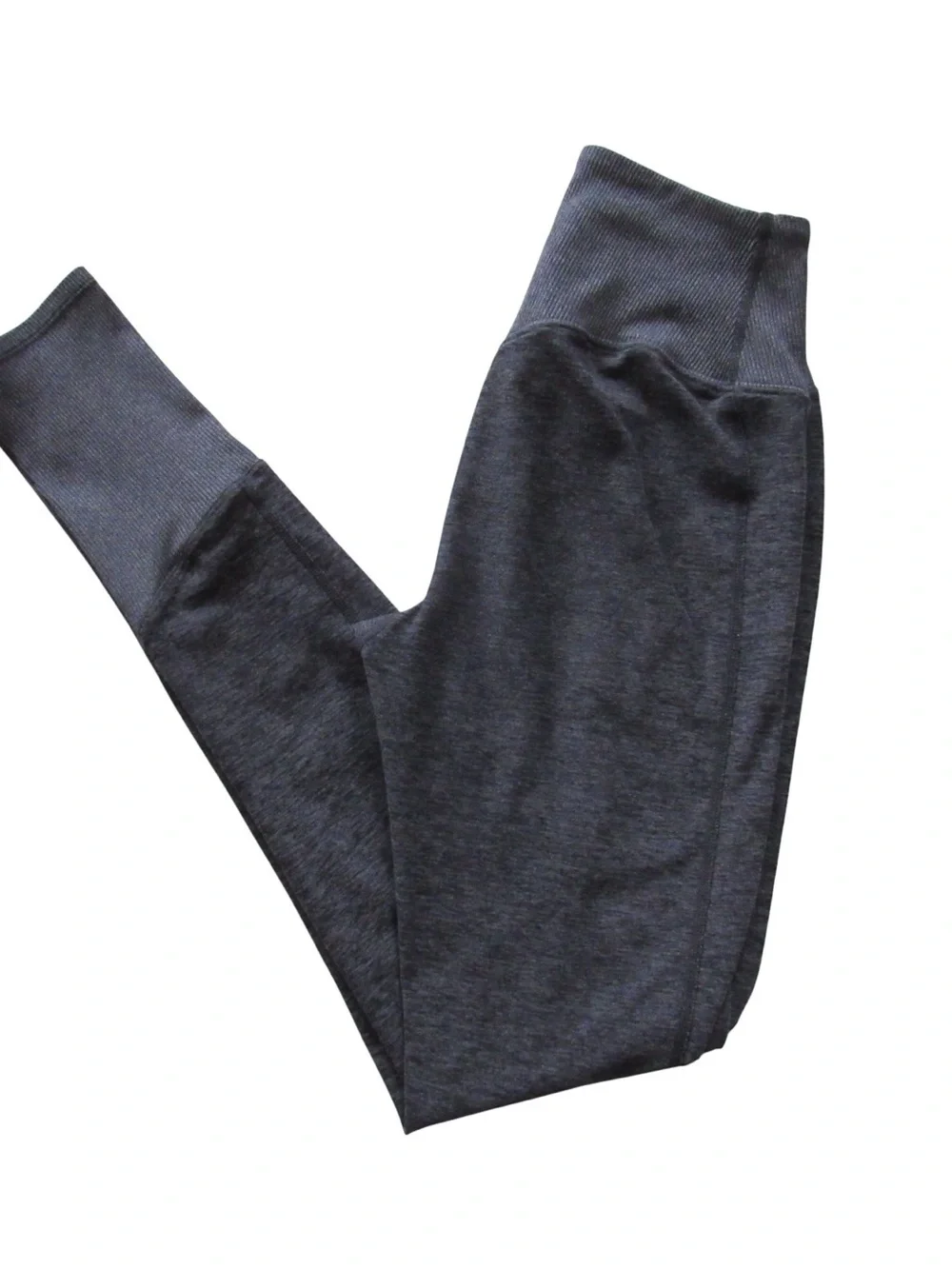 Alo Yoga High Waist Lounge Leggings Small Gray Ribbed Cuffs Soft Comfort Stretch
